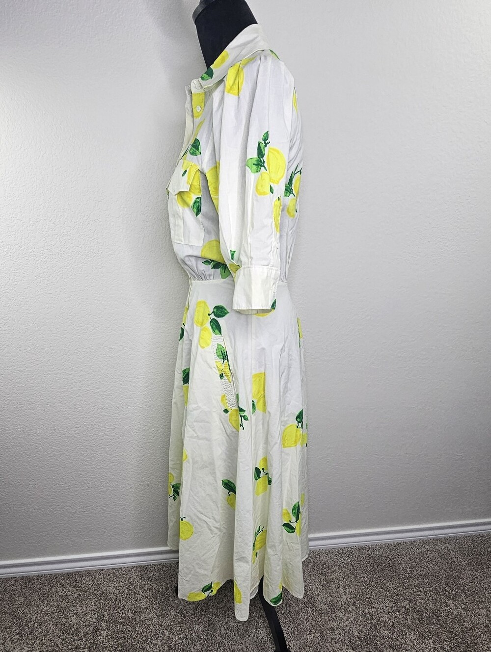 Essentiel Antwerp Darko lemon print shirt dress 34/2 - Picture 10 of 14